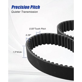 QAGGUM Stump Grinder Belt Fit for Rayco RG45 RG55 Replace 761438, 1-1/2″ Wide 125 Teeth 14MM Tooth Pitch