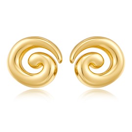 YUJIE Spiral Earrings Chunky Gold Plated Earrings for Women Trendy Statement Jewelry