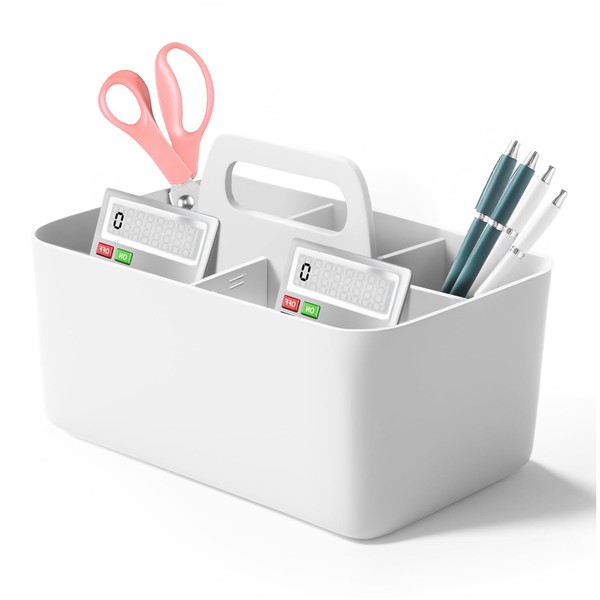 Aevcvok Stackable Organiser, Basket Organiser with Handle, Multi-Purpose Plastic Basket,