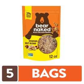 Bear Naked Granola Cereal, Whole Grain Granola, Breakfast Snacks, Banana Nut Blend (5 Bags)