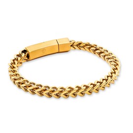 WP WEPICK Square Franco Link Gold Bracelets - 5mm 18K Gold Plated Chain Bracelet, Dainty&Trendy Gold Jewelry Gift for for Men Women, Box Clasp (7 Inch)