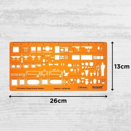 Sanitary Stencil 1:50 - Architect Stencil 1:50 - Architectural Template - Furniture Stencil Template for Interior Design - Technical Drawing Stencil - Architecture Stencil for Technical Drawing