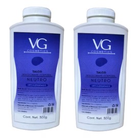 VG cosmetics Talco Corporal  Neutro  Alta Calidad 2 Pz.