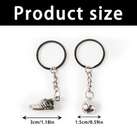 Diyxisk Football Keyring, Customisable, Pack of 2 Mini Football Keyrings Made of Metal, Creative Football Gifts, Boys for Party Bags, Children's Birthday Party Decoration, silver