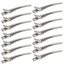 Triko Paquetes de 24 Pinzas de Pato, Clips de Pico de Pato, Pinzas Pelo Peluqueria, de 3.5 Pulgadas de Metal a Prueba de Herrumbre con Agujeros para Peinar el Cabello, Coloración del Cabello (Plata).
