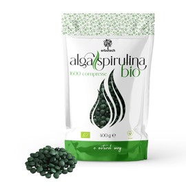 ERBOTECH Spirulina Tablets, 400 g Pack, Approx. 1600 Capsules, 100% Pure and Vegan Seaweed, Energy Source, Rich in Proteins, Vitamins, Magnesium, Strengthens the Immune System