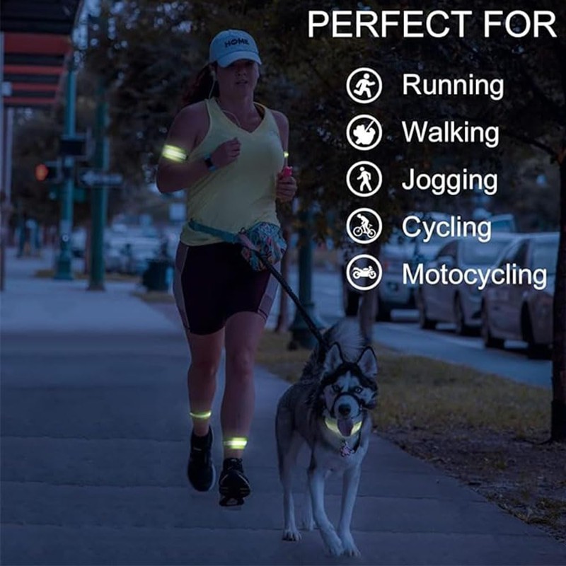 8 Pcs Reflective Running Gear, Runners Reflective Wristbands for Running,
