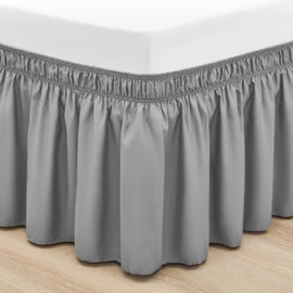 RIMELA Grey Bed Skirt Queen Size 15 Inch Drop Solid Dust Ruffles Wrinkle and Fade Resistant with Elastic Belt Light Gray Bedskirt for Adjustabl Bed & Matress & Box Spring