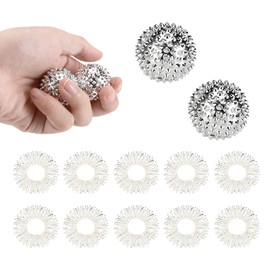 2 Stücke Magnetic Acupressure Balls & 10 Akupressur Ring 32 mm Durchmesser Skills für finger Stress Relief für Stress Relief Oder Massage (Sliver)