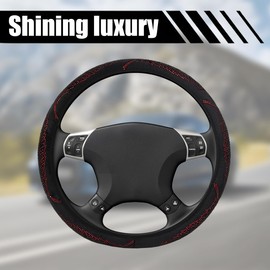 Zpana Bling Car Steering Wheel Cover, Crystal Rhinestones 15 Inch Vehicle Protector, Diamond Sparkling Automotive Protective Guard Accessories, Universal for SUV, Sedan, Truck (Red)