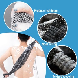 2 Pieces Exfoliating Towel, Extra Long Exfoliating Washcloth, Exfoliating Shower Towel with Shower Gloves for Body Scrub, Back Cleanser, for Men and Women