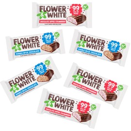 Flower & White Vegan Meringue Bar Taster Pack (20 Pack) - Low Calorie, Vegan, Gluten-Free, Under 100 Calories Per Bar, Natural Flavours & Ingredients, Multipack, 2 Flavours, 20 x 20g