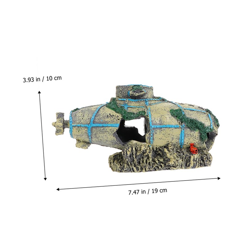 Mipcase Resin Simulation Submarine Aquarium Decor Unique Fish Tank Ornament