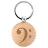 keepdrum Bass Clef Key Ring Wooden Round Gift for Musicians,