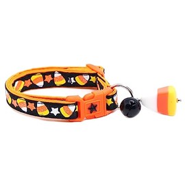 Collar de gato de maíz caramelo con campana, collar de seguridad separable, tamaño grande ajustable o collar de gatito (pequeño (10 libras y menos), negro)