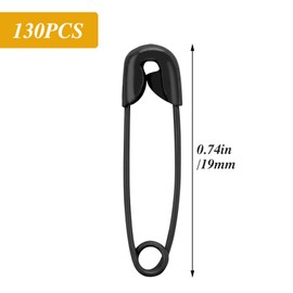130 Pieces Mini Safety Pins - Small Black Metal Safety Pins for Clothing, Crafts, Sewing and Jewellery Making (19mm)