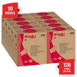 Wypall - KCC34790CT X60 Reusable Cloths (34790) in Convenient Pop-Up Box, White, 10 Boxes / Case, 126 Sheets / Box