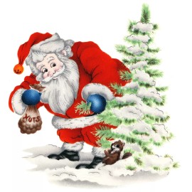 Captive Decals Christmas Santa Squirrel Nuts 6 pcs 2" X 1-3/4" Waterslide Ceramic Decals