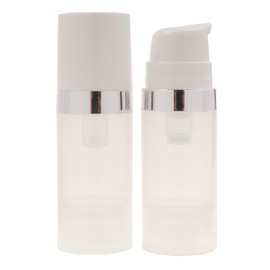 2Pcs 100ml/3.3oz Empty Refillable Clear Plastic Airless Lotion Pump Bottles with White Press Top Cosmetic Vacuum Pump Dispensers Vial Storage Container for Cream Toner Makeup