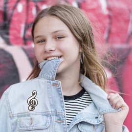 Heavens Tvcz Musical Embroidered Music Applique for Men Teens Women Charms Classical Scale Symbol Cleft Dancing Rocker Record Notes Eighth Symphony Appliques Iron-on Cute Cloth Adorning Your Jeans