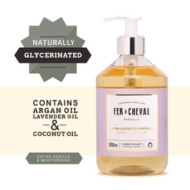 Fer à Cheval Savon Liquide De Marseille Soap, Luxury French Hand Soap Energizing Lavender Liquid Savon Marseille Soap, 500ml/16.9fl oz