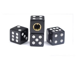 Topxome 4PCS/Set Universal Dice Shape Wheel Rim Tire Valve Caps Car Bike Motorcycle Tyre Stems Air Cap Airtight Dustproof Cover (Black)