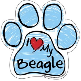 Imagine This Company Scribble Paw Shaped Pet Magnet; Removable Magnets for Cars, Fridges, Lockers & More, Stylish Pet Inspired Car Accessories, 5.5 x 5.5 inches, 1 Item, Blue, Beagle