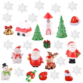 BDSHUNBF Pack of 30 Christmas Miniature Ornaments Mini Christmas Small Figures Dollhouse Santa Claus Snowman Elk Table Decoration DIY Christmas Decoration Figures Resin Small Christmas Figures