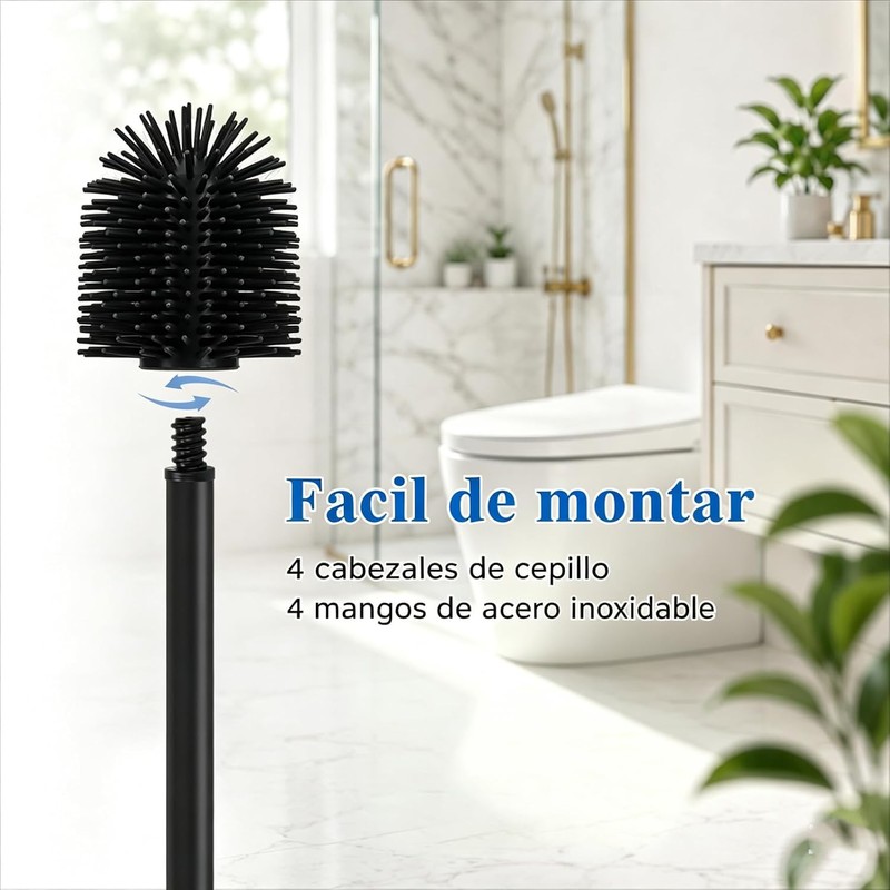 Escobilla de Inodoro de Silicona Vilike-4pcs-bk Set de 4