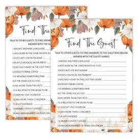 Pumpkin Baby Shower Games, Autumn Theme Baby Shower Game Cards For 25 Guests, Gender Reveal Party Decorations Favors, Fall Thanksgiving Baby Shower Party Ideas And Activities -02