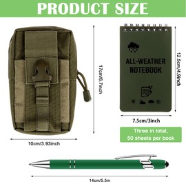 HAOWANWW 5 Pcs Waterproof Notepad Pen Set Waterproof Notebook Mini Spiral Notebook All Weather Stone Paper Notebook Green Cover Pocket Notepad Tactical Steno Pads with Grid for Outdoor Activity Record