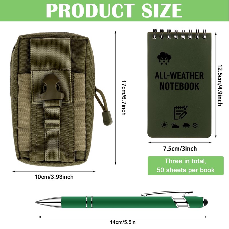 HAOWANWW 5 Pcs Waterproof Notepad Pen Set Waterproof Notebook Mini