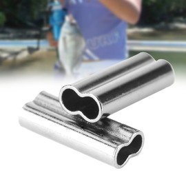 Bnineteenteam Aluminum Crimping Loop Sleeve Fishing 100pcs Double Barrel Sleeves Fishing Wire Sleeves Fishing Line Tube Leader Sleeves Copper Tube Connector(#4) Other Fishing Tools and
