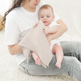 Bearmoss Molleton Cloths Baby 100% Cotton Soft Burp Cloths Baby, Breathable and Extremely Absorbent Muslin Cloth for Absorbent Muslin Cloths Pack of 4 60 x 60 cm (Grey/Green)