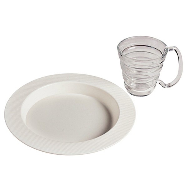 SP Ableware Ergo Plate and Mug Polycarbonate Adaptive Dinnerware Set - White (745330011)