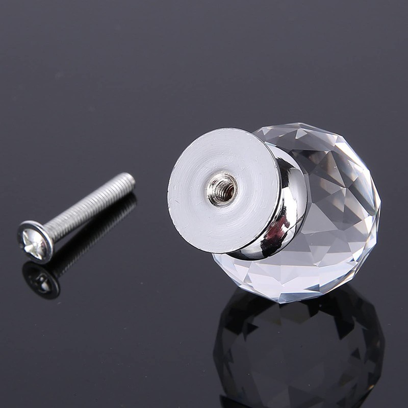 Yesmin Crystal Door Knobs,4 Pcs 30MM Crystal Drawer Carbinet Door