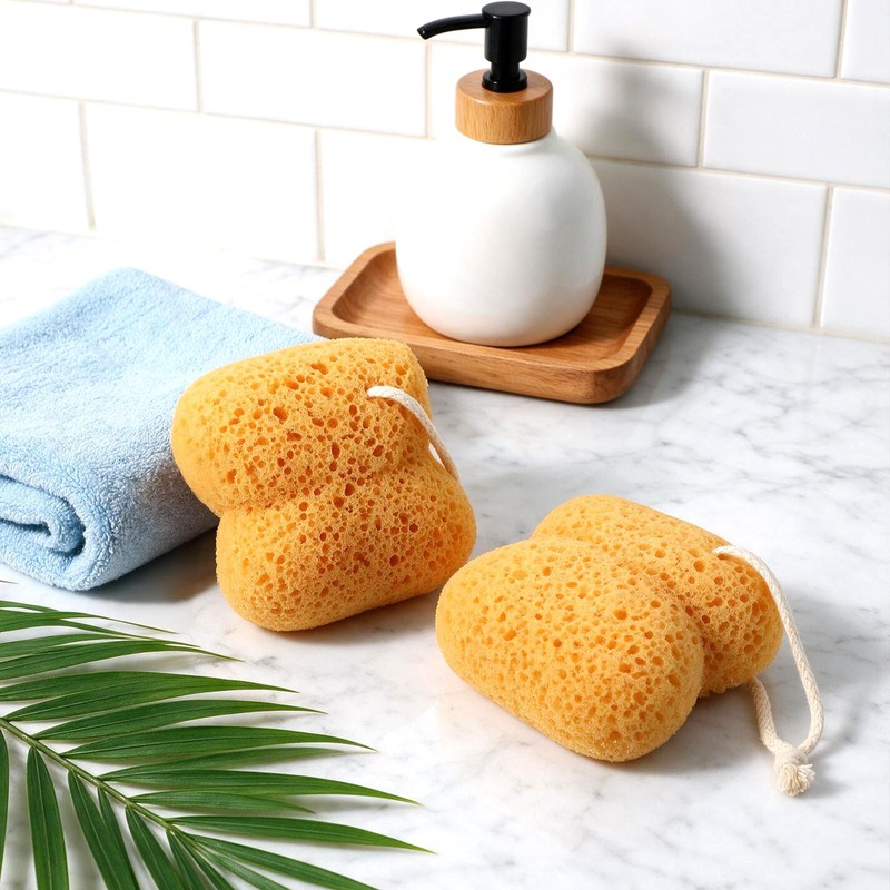 3 Pcs Sea Sponges for Shower, Natural Sea Sponge Loofah