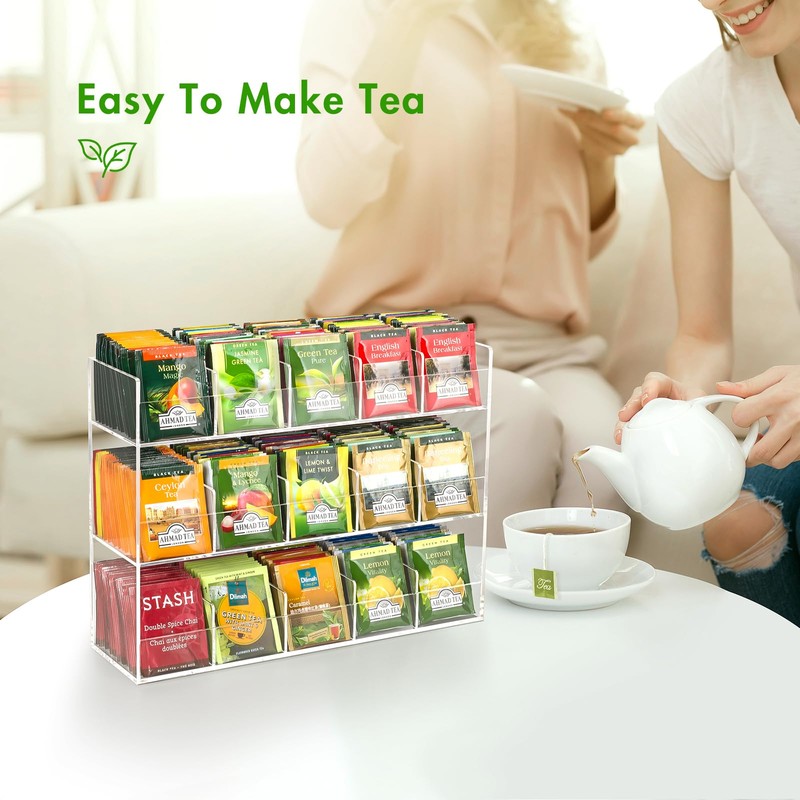 BEYGORM Acrylic Tea Bag Organizer for 270 Tea Packets, No