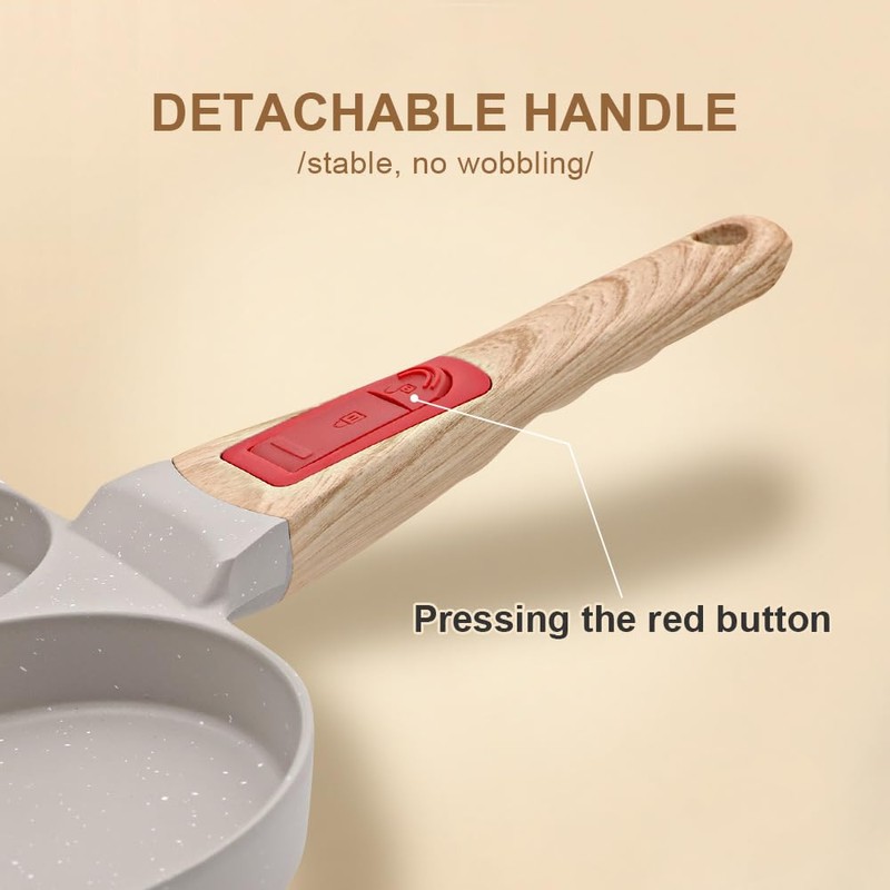 Bobikuke Fried Egg Pan with Removable Handle, Pancake Pan Induction