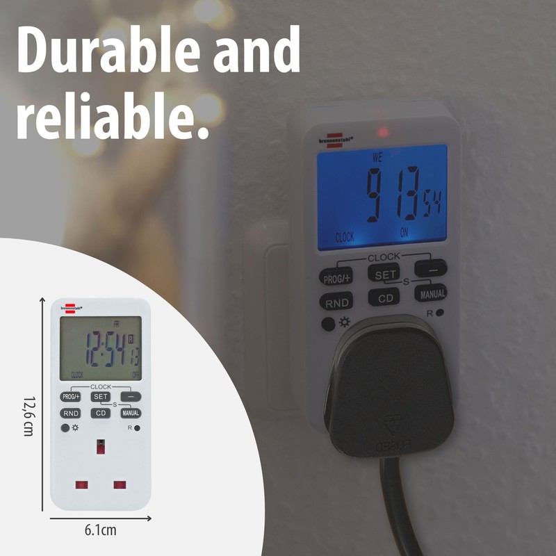 Brennenstuhl Comfort-Line Digital Weekly Timer, digital timer socket (weekly timer