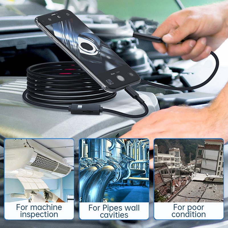 Endoscope Camera with Light 5MP HD IP67 Waterproof Sewer Inspection