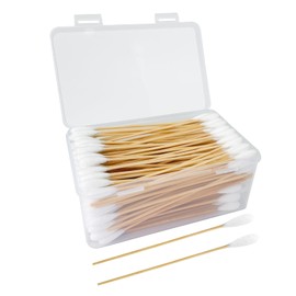 Meanhoo Large Cotton Swabs for Pet Care, 6 Inch Long Cotton Swabs with Bamboo Handle, Professional Dog Ear Swabs, Absorbency Big Cotton Tips, Pet Cleaning Solution Supplies (200pcs Large Round Head)