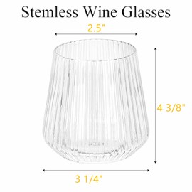 Tebery 20 Pack Plastic Ribbed Wine Glasses, 14Oz Origami Style Ridged Drinking Glasses Tumbler, Unique Vintage Stemless Cups Disposable & Reusable for Champagne, Dessert, Catering, Weddings