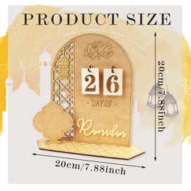 hhdatc Ramadan Advent Calendar Wooden Decorations,30 Day Countdown Til Eid Gift for Kids