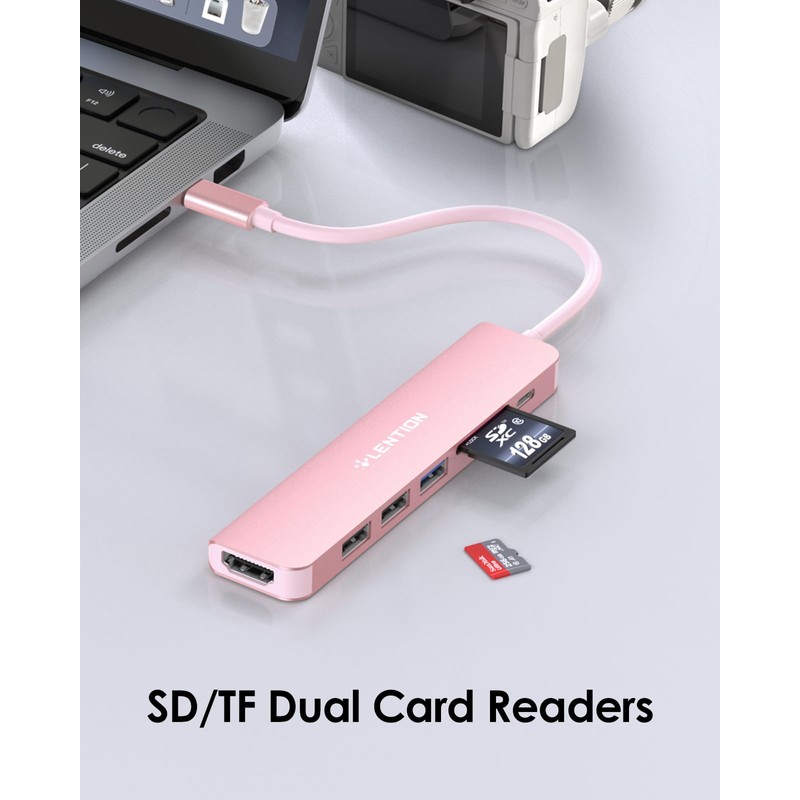 LENTION 6 in 1 USB C Hub with SD/Micro SD