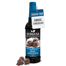 Syruvia Sugar-Free Swiss Chocolate Coffee Syrup - 25.4 fl oz. Premium Coffee Flavoring Syrup. 0 Calories, Kosher, and Gluten-Free. Perfect for Drinks, Sodas, Shakes, Desserts, and More.