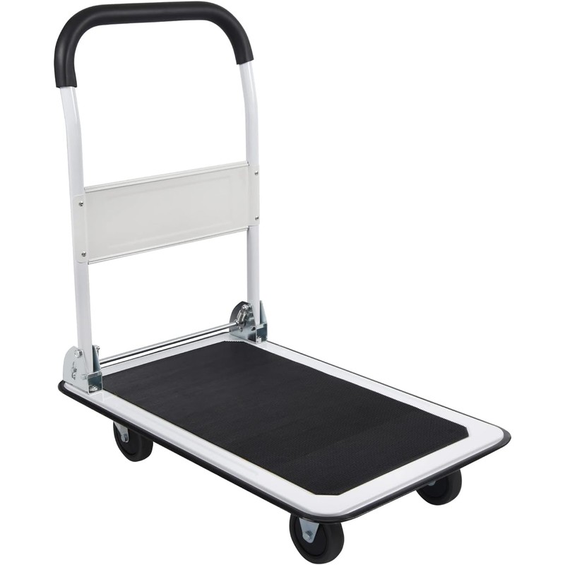 LEADALLWAY Foldable Push Cart Platform Cart 330lbs Capacity 4 Wheels