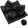 Solid Color mens Pre-tied Bow Tie and Pocket Square Cufflinks