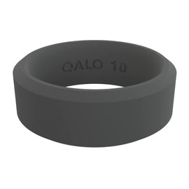 QALO Men & Women's Rubber Silicone Ring, Pela Modern, Rubber Wedding Band for Men & Women, Breathable, Durable Unisex Engagement Silicone Ring, 6.5mm Wide 1.8mm Thick, Shark Skin, Size 10
