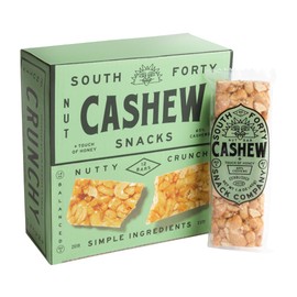 South 40 Snacks Crunchy Cashew Bar, Just 4 Ingredients, Touch of Honey (40g Bar, Pack of 12)